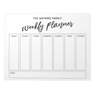 Bloco De Notas Manual Casual Simples Planejador Semanal, Branco