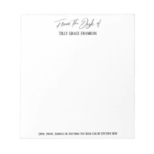 Bloco De Notas Manuscrito Casual da Mesa do Elegante Simples