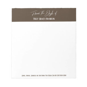 Bloco De Notas Manuscrito da Mesa de Castanho Rico em Chocolate