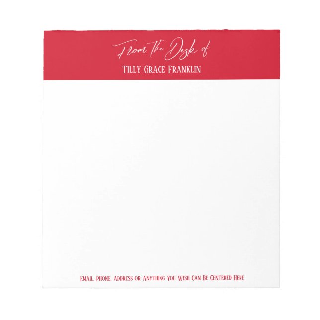 Bloco De Notas Manuscrito da mesa de Cherry Red (Frente)