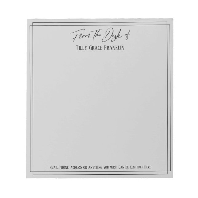 Bloco De Notas Manuscrito da mesa de Cinzas de luz simples (Frente)