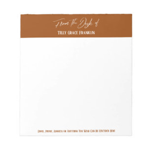 Bloco De Notas Manuscrito da mesa de laranja escuro queimado
