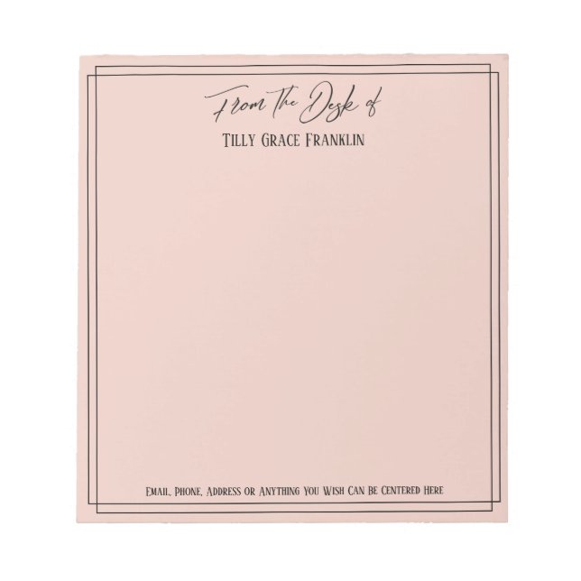 Bloco De Notas Manuscrito da mesa de luz simples (Frente)