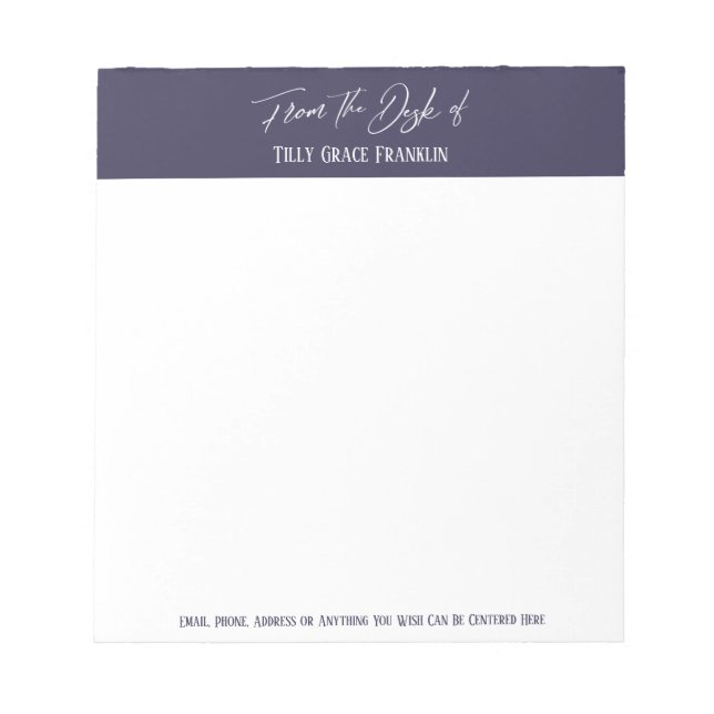 Bloco De Notas Manuscrito da mesa de roxo com pó escuro (Frente)