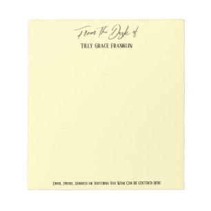 Bloco De Notas Manuscrito elegante da mesa de amarelo pálido