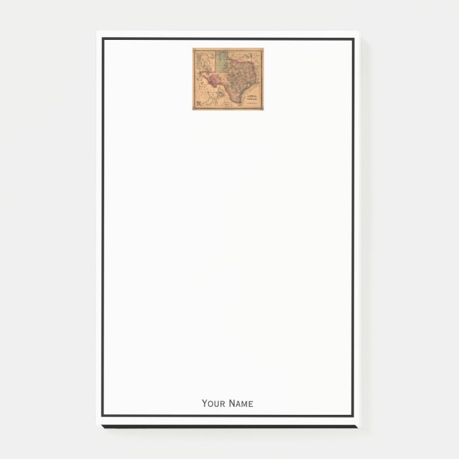 Bloco De Notas Mapa antigo do Texas nº 1 (Frente)