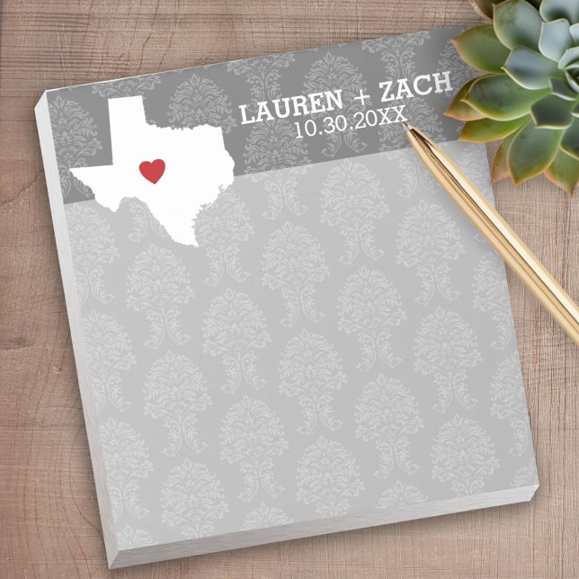 Bloco De Notas Mapa Artístico do Estado de Origem - Casamento Per (Personalized Notepad - a fun gift or useful promotional product)