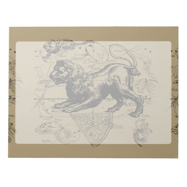 Bloco De Notas Mapa Constelado de Leo Hevelius 1690 em Taupe (Frente)