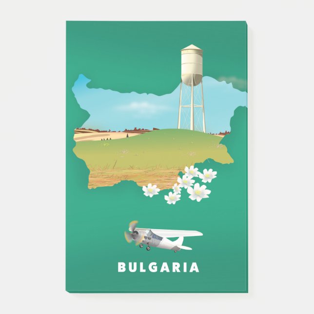 Bloco De Notas Mapa da Bulgária impressão de viagem (Frente)