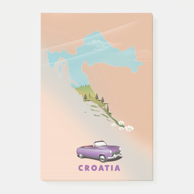 Bloco De Notas Mapa da Croácia - poster de impressão ilustrado. (Frente)