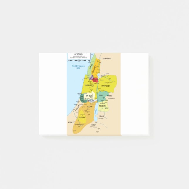 Bloco De Notas Mapa de doze tribos de Israel entre 1200 e 1050 (Frente)