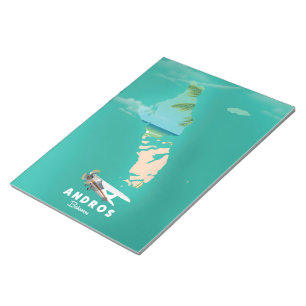 Bloco De Notas Mapa de férias de Andros Bahamas.