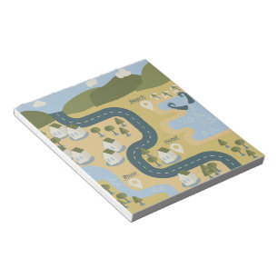 Bloco De Notas Mapa de viagem de férias de paisagem de desenho an