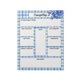 Bloco De Notas Mapa do conceito do Blue Floral Gingham