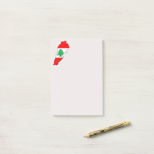 Bloco De Notas Mapa do Líbano com Bandeira (Na mesa)