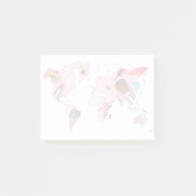 Bloco De Notas Mapa do mundo Pastel de Comestics (Frente)
