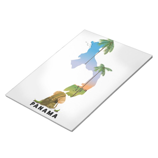 Bloco De Notas Mapa do Panamá, impressão de poster de viagem ilus (Inclinado)