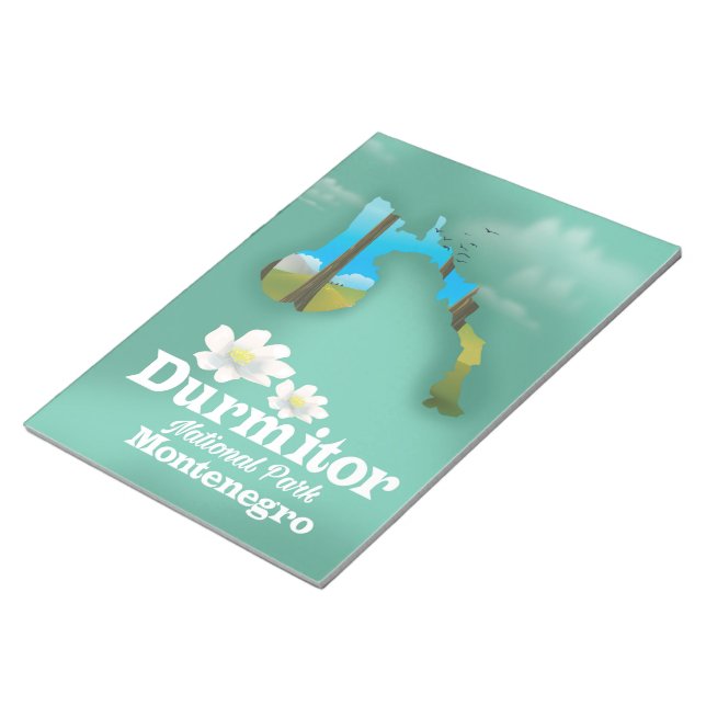 Bloco De Notas mapa do parque nacional Durmitor, Montenegro (Inclinado)
