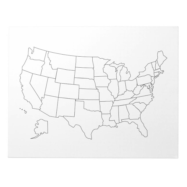 Bloco De Notas Mapa dos Estados Unidos em branco com contorno dos (Frente)