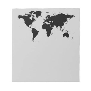 Bloco De Notas mapa gráfico preto mundial