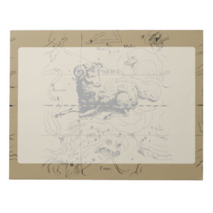 Bloco De Notas Mapa Hevelius 1690 da constelação do Aries do