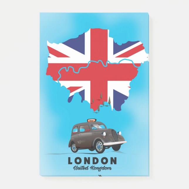 Bloco De Notas Mapa ilustrado de Londres pôster de viagem (Frente)