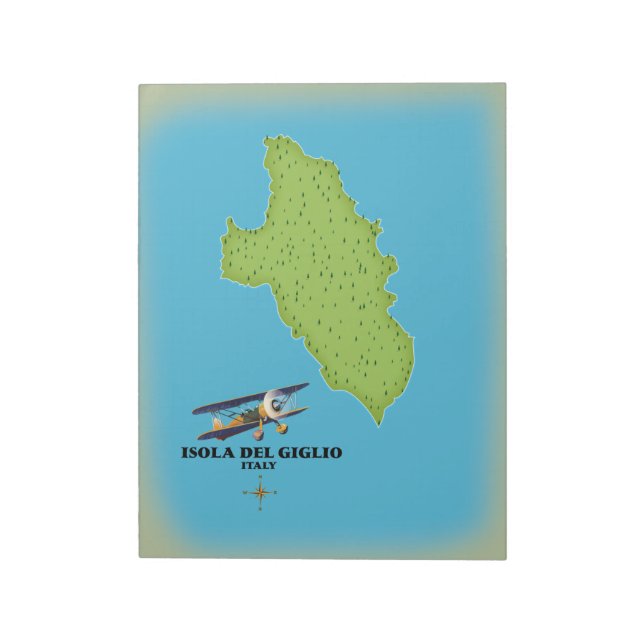 Bloco De Notas Mapa Isola del Giglio Itália (Invertido)