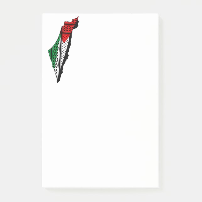 Bloco De Notas Mapa Palestino que Bandeira e Padrão Keffiyeg (Frente)