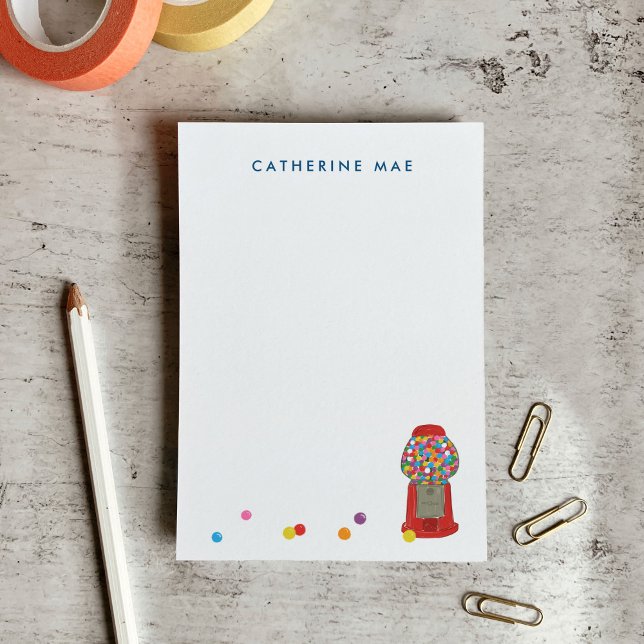 Bloco De Notas Máquina de Bala de Gude Vermelha Chiclete Bolha (Red Gumball Machine Candy Bubble Gum Post-it Notes)