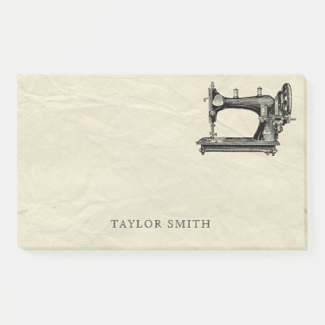 Bloco De Notas Máquina de costura antiga com nome (Frente)