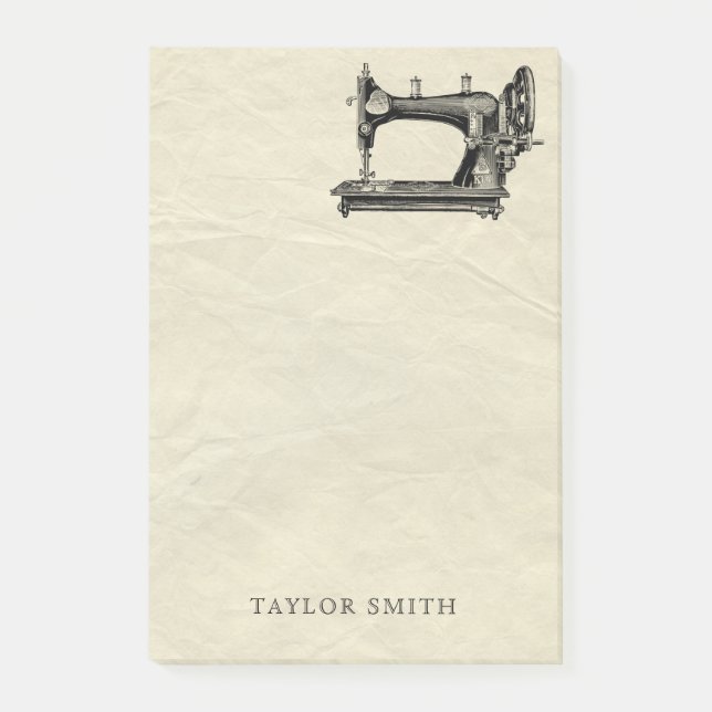 Bloco De Notas Máquina de costura antiga com nome (Frente)