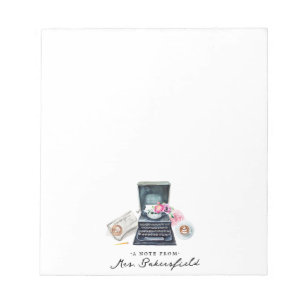 Bloco De Notas Máquina de Escrever Aquarela Papelaria Monograma