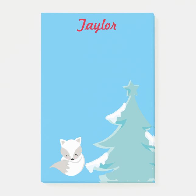 Bloco De Notas Maravilha de inverno com raposa branca (Frente)