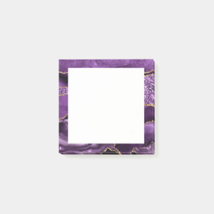 Bloco De Notas Marble de Geodo Violeta Dourado Violeta Agate Roxo