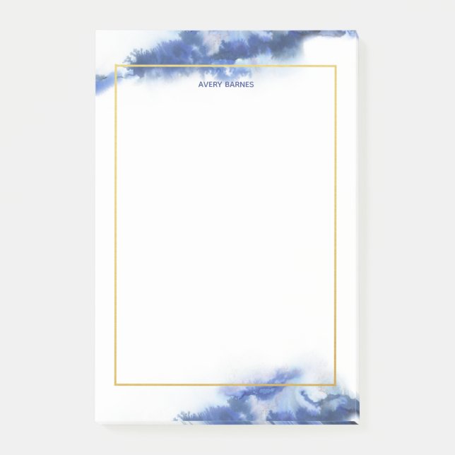 Bloco De Notas Marble Elegante Blue Ombre Personalizado (Frente)