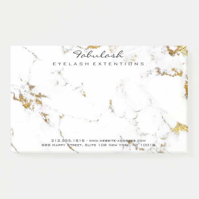 Bloco De Notas Marble White Dourado Name Endereço Lux Mínimo (Frente)
