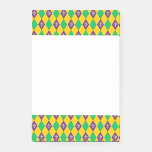 Bloco De Notas Mardi Gras Carnaval de Harlequin, Dourado Fleur de