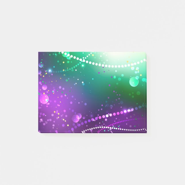 Bloco De Notas Mardi Gras Festivo Purple Background (Frente)
