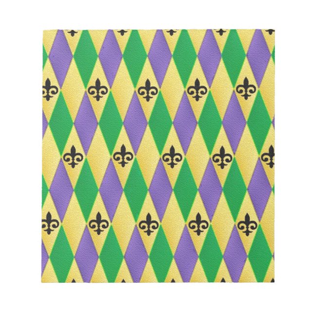 Bloco De Notas Mardi Gras Harlequin Fleur De Lis (Frente)