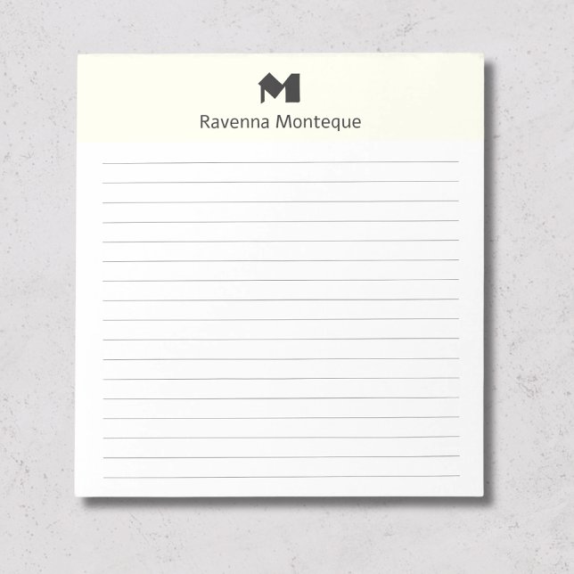 Bloco De Notas Marfim Clássico Personalizado com Nome Monograma L (Criador carregado)