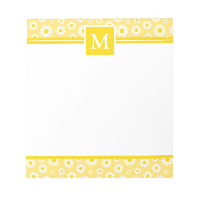 Bloco De Notas Margaridas Amarelas de Primavera Monograma (Frente)