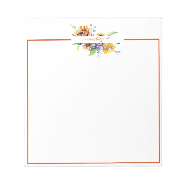Bloco De Notas Margaridas aquarela personalizadas   (Frente)