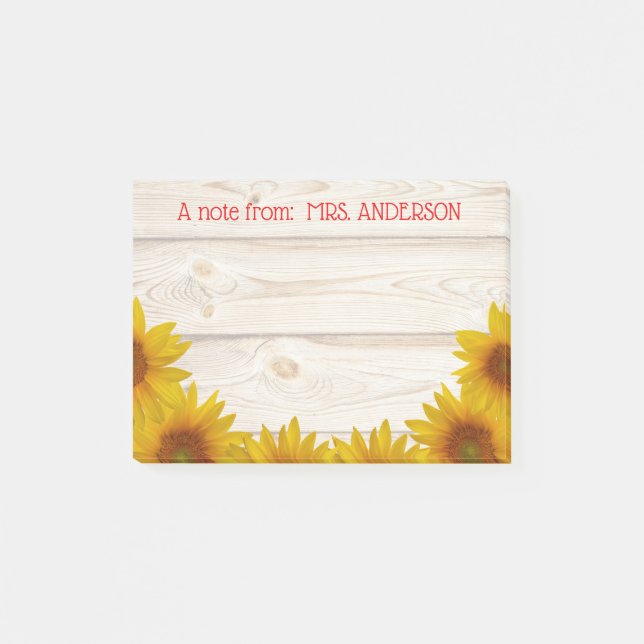 Bloco De Notas Margaridas na nota de Shiplap | A do professor (Frente)