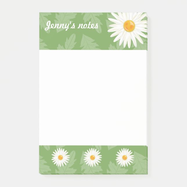 Bloco De Notas Margaridas no Verde com Título Personalizado (Frente)