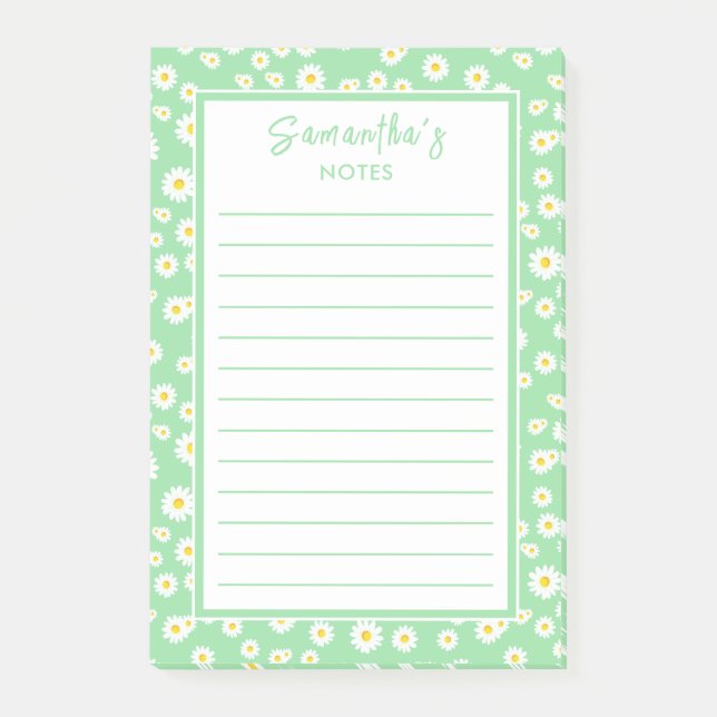 Bloco De Notas Margaridas Verdes Boho de Primavera (Frente)