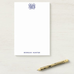 Bloco De Notas Marinha 3 Roteiro Inicial de Vinha Monograma DIY B