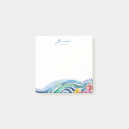 Bloco De Notas Marinha Bohemiana Blue & Turquoise Waves