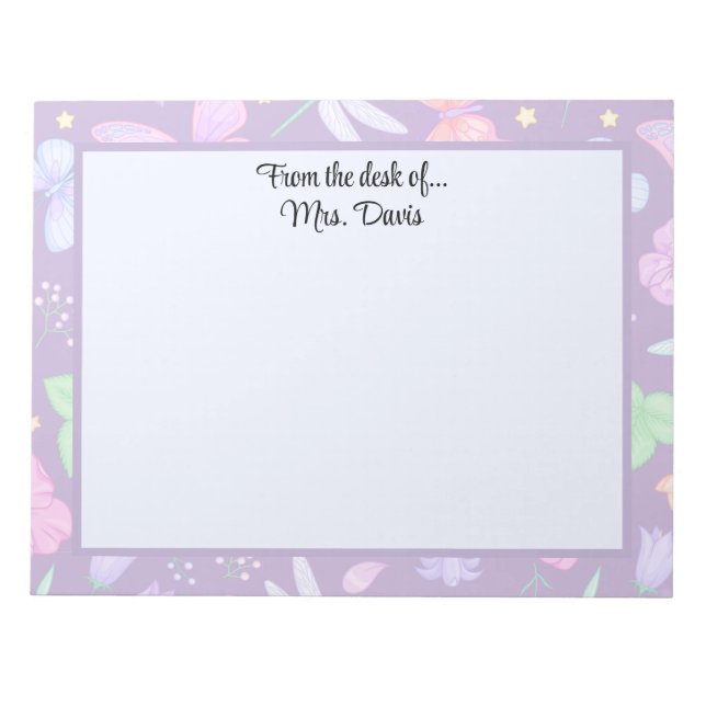 Bloco De Notas Marinha-de-libélula personalizada elegante (Frente)