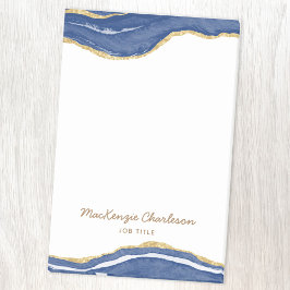 Bloco De Notas Marinho Azul Marble Agate Dourado Glitter Personal
