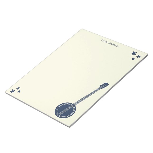 Bloco De Notas Marinho Blue Banjo Personalizado Papel de carta (Inclinado)